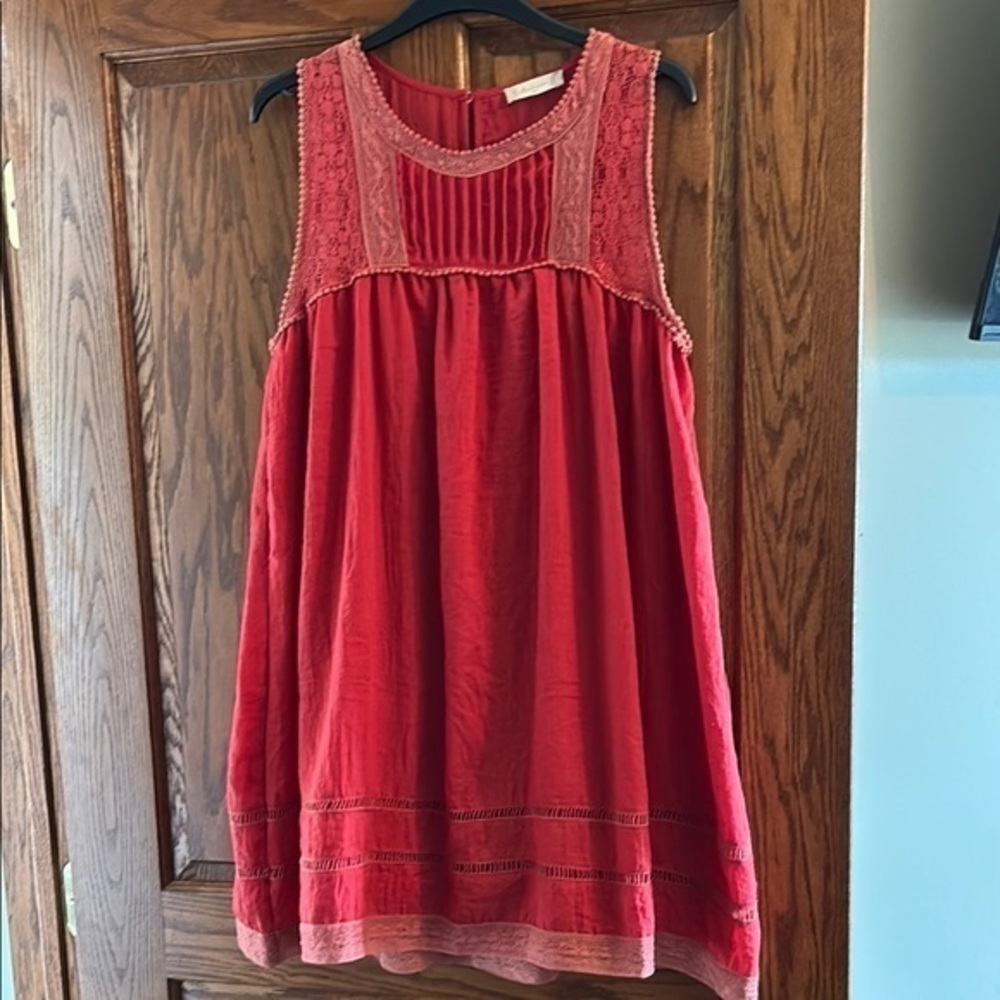 Altar’d State cotton blend lined pull over back eyehole button lace dress xs